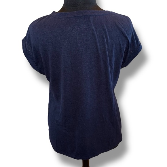 TALBOTS DROP SHOULDER V-NECK TEE - Plus 1X Indigo Blue - Picture 4 of 12